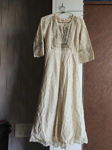 Elegant Cream Lace Ethnic Gown