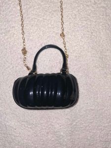Cute Black Pumpkin Bag with Gold Chain