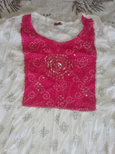 Elegant White &amp; Pink Anarkali