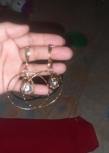 Gold Hoop Earrings with white Drops