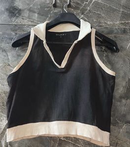 Black &amp; White Crop Top with Beige Wide-Leg Pants