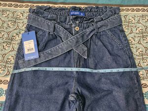 Stylish Dark Wash Belted Jeans