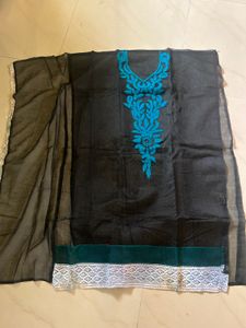 Elegant Black Kurti with Teal Embroidery