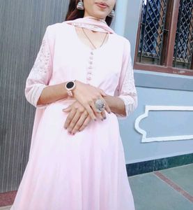 Any One Jewellery Free Baby Pink Three Piece Dress