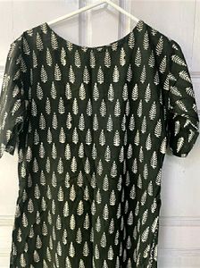 Printed Black Cotton Kurti