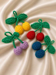 Crocheted Cherry Keychain