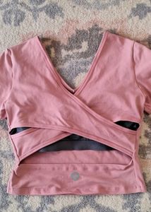 Pink V-Neck Cropped Top