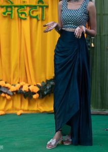 Elegant Teal Dhoti Skirt Set