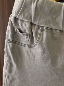 Light Grey Elastic Waist Jeans