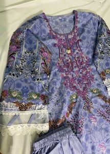 Elegant Lavender Kurta Set with Dupatta