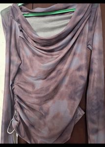 Stylish Tie-Dye Off-Shoulder Sheer Top