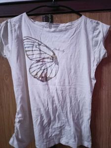 White Butterfly Graphic T-Shirt