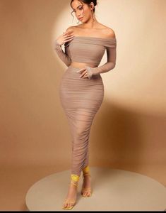 Shein Ruched Mesh skirt&amp;top set