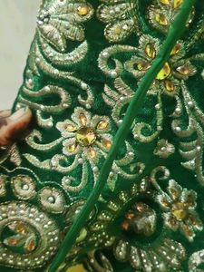 anarkali suit with green velvet choli