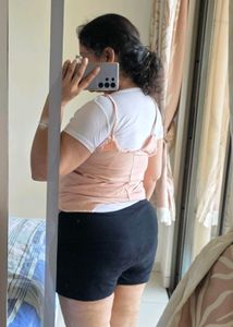 Peach Camisole &amp; White T-shirt Set