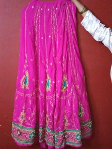 Vibrant Pink Embroidered Ethnic Skirt