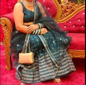 Stunning Teal Embroidered Lehenga Choli Set