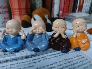 Set of 4 Cute Monk Figurines