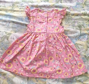 Cute Pink Sunflower Print Dress