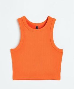 last prices Orange Ribbed Tank Top