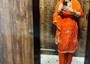 Vibrant Orange  Embroidery tailor fency suit