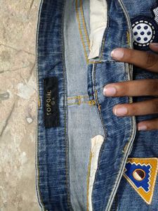 Denim Skirt with Patches