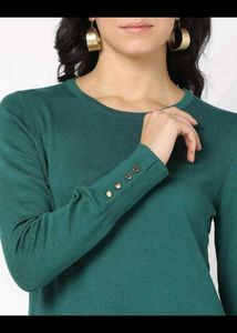 Elegant Teal Long Sleeve Sweater