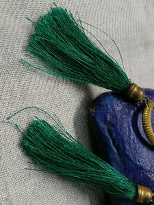 Green Tassel Drop Earrings