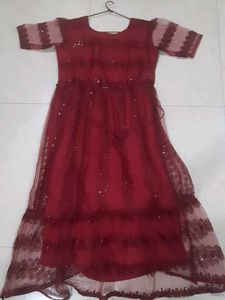 Maroon Ethnic Gown with Lace New Without Tag.