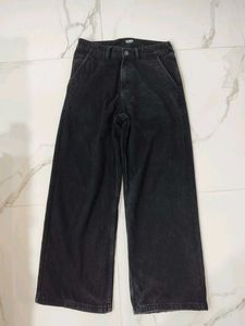Black Wide Leg Denim Pants