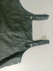Black Faux Leather Pinafore Dress S/M