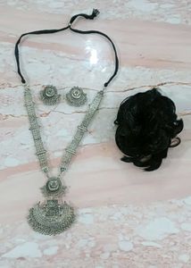 Combo of Oxidized Necklace Set and Hair Bun