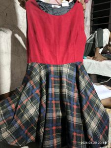 Chic Red &amp; Plaid Dress