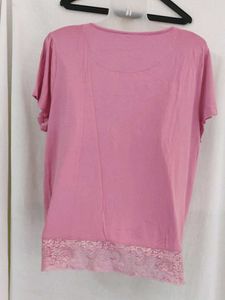 Pink Lace Trim Top(XL)