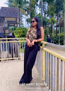 Animal Print Jupsuit Off Shouler