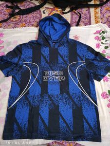 🔥 Zudio Men’s Blue & Black Graphic Print Hoodie |