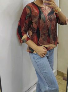 H&M Unique Abstract Print Top - L