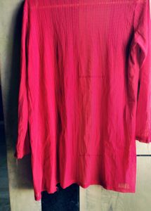 Red Sheer Open Front Cardigan