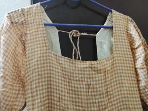 Tiered Gingham Square Neck Dress