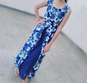 Navy Floral Print kurta