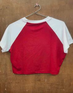 Shein Contrast Raglan Short Sleeves Crop Crew Tshi