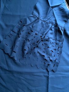 Blue top with cut work sleeves