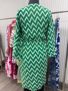 Green Zigzag Print Wrap Dress