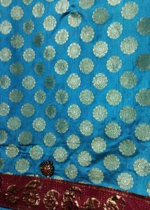 Banarasi Blue Saree with mustard yellow