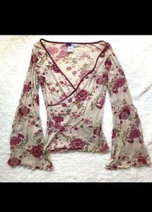Floral Bell Sleeve Wrap Top