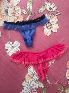 Lace Trim Thong Panties (2-Pack)