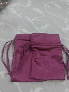 Purple Satin Drawstring Pouch - Pack of 2
