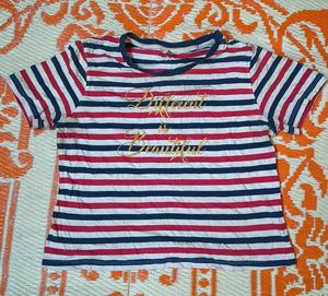 Lee Cooper Striped T-Shirt with Gold Text