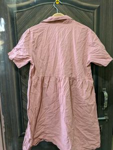 Chic Pink Collared Shirt Dress