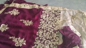 Gorgeous Maroon &amp; Gold Embroidered Saree
